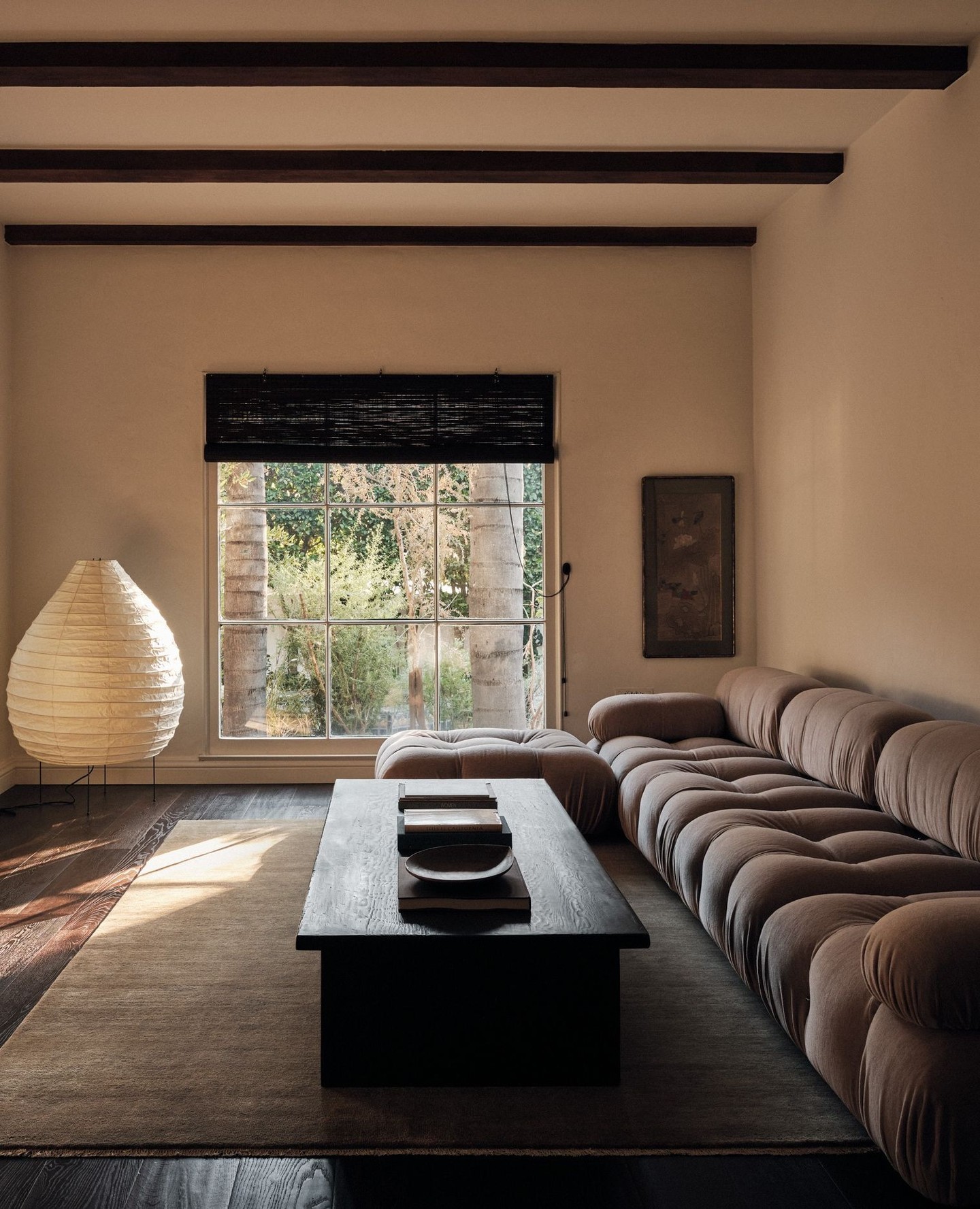 image showcasing a living room as an example of japandi interior design style
