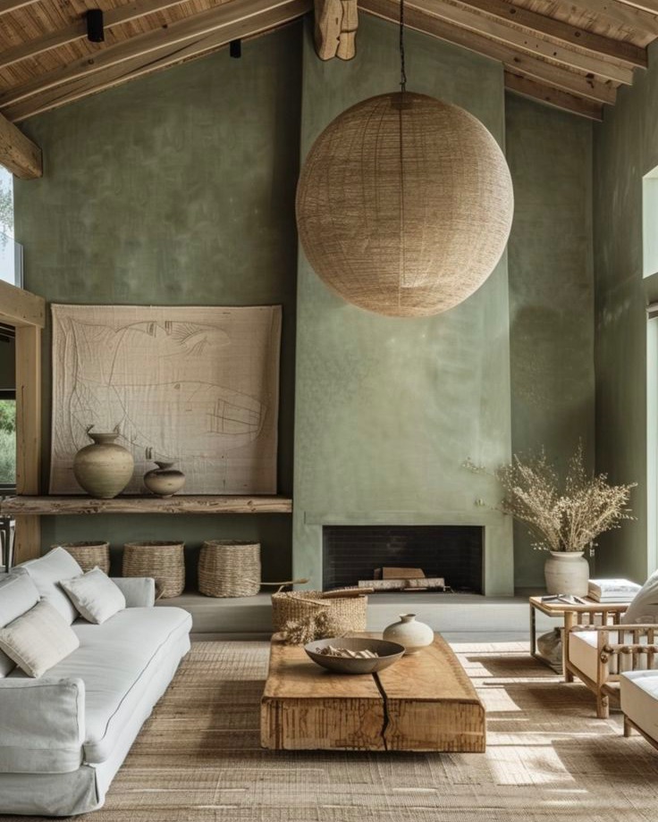 image showcasing a living room as an example of japandi interior design style