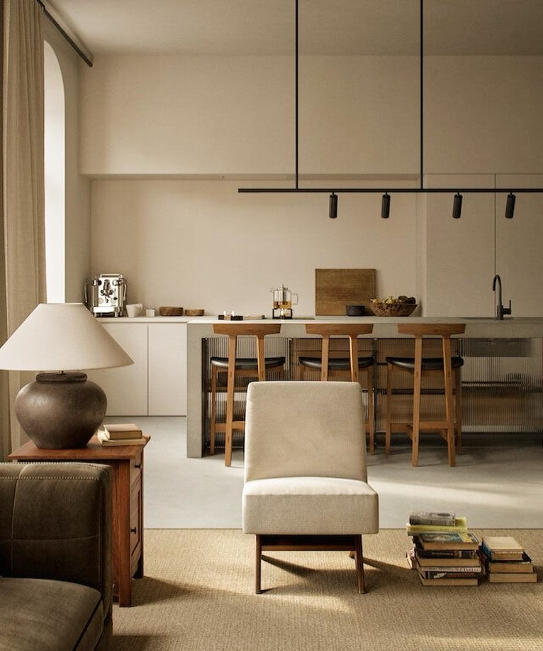 image showcasing a kitchen as an example of japandi interior design style