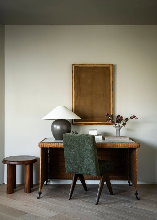 image showcasing a home office as an example of japandi interior design style