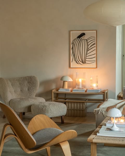 image showcasing a living room as an example of japandi interior design style