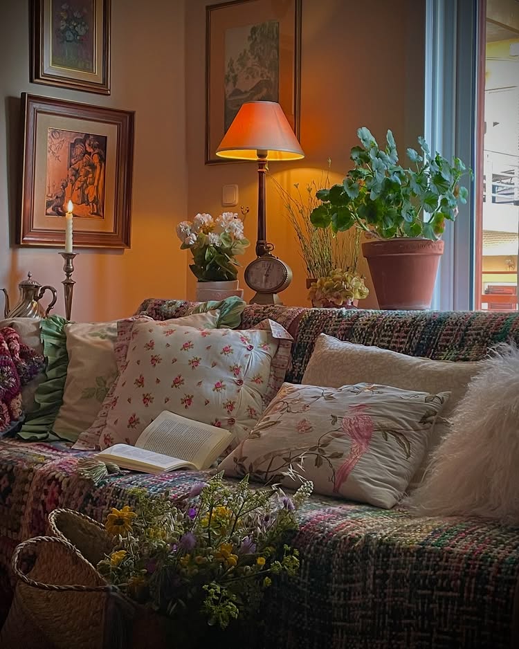 photo featuring traditional cabin living room cottage core