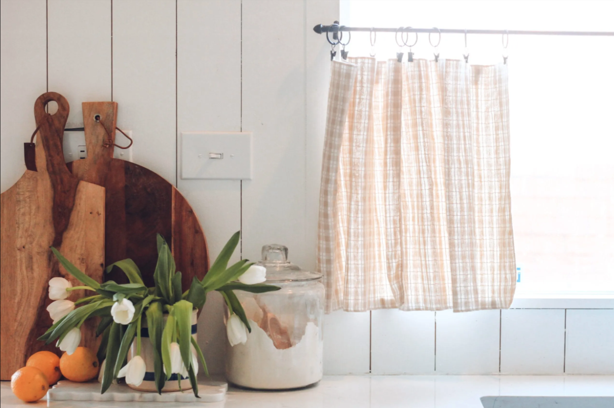 DIY cottagecore decor projects and ideas featuring Easy No Sew Cafe Curtains