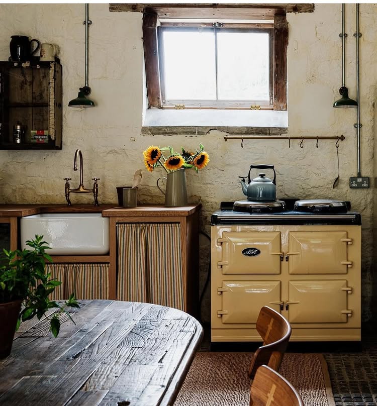 photo featuring traditional cabin kitchen cottage core
