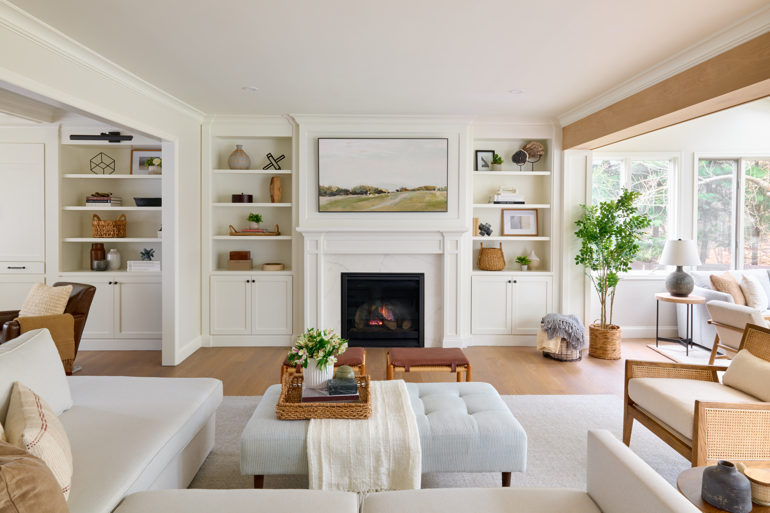 living room in contemporary style featuring smart home gadgets
