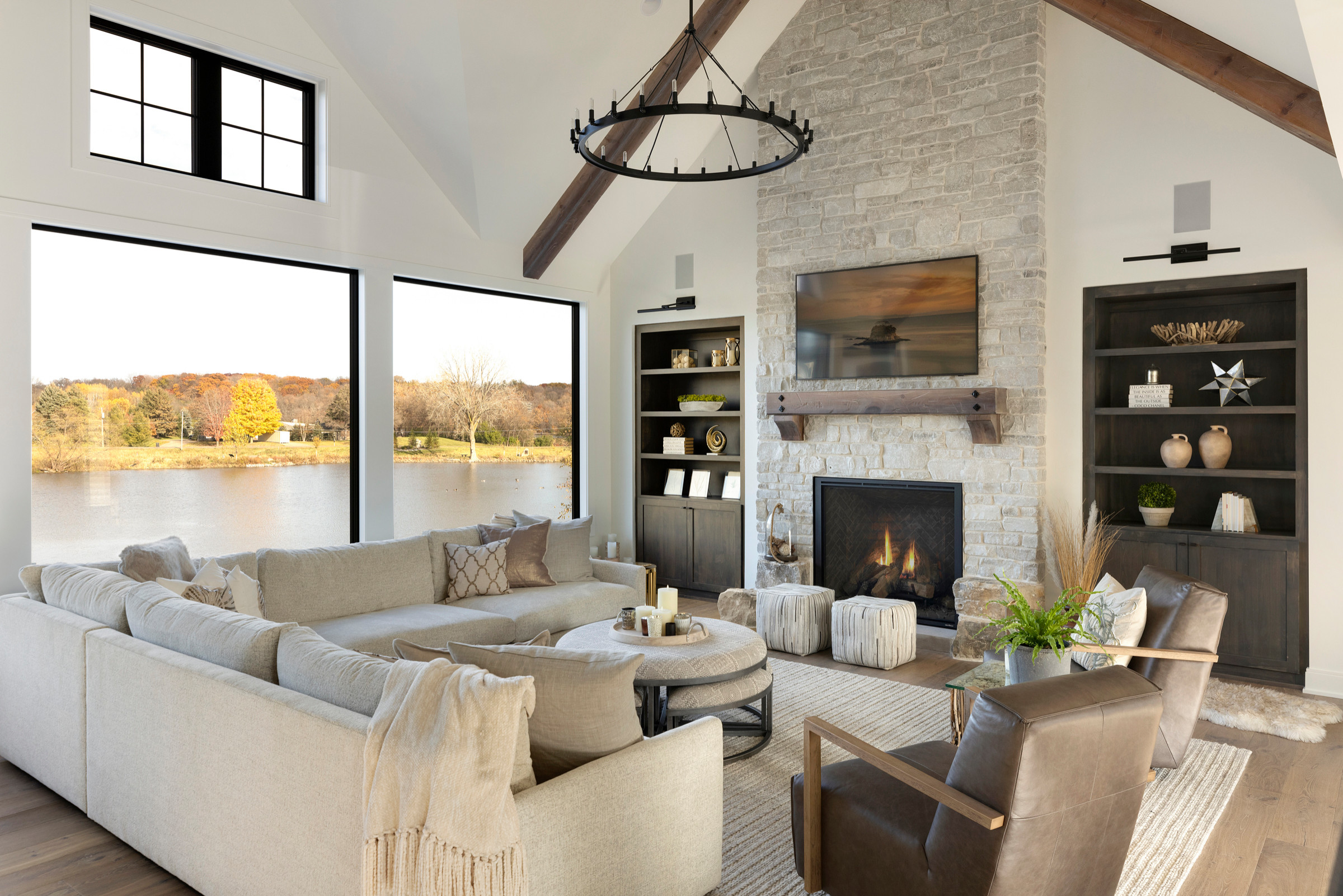 living room in contemporary style featuring smart home gadgets