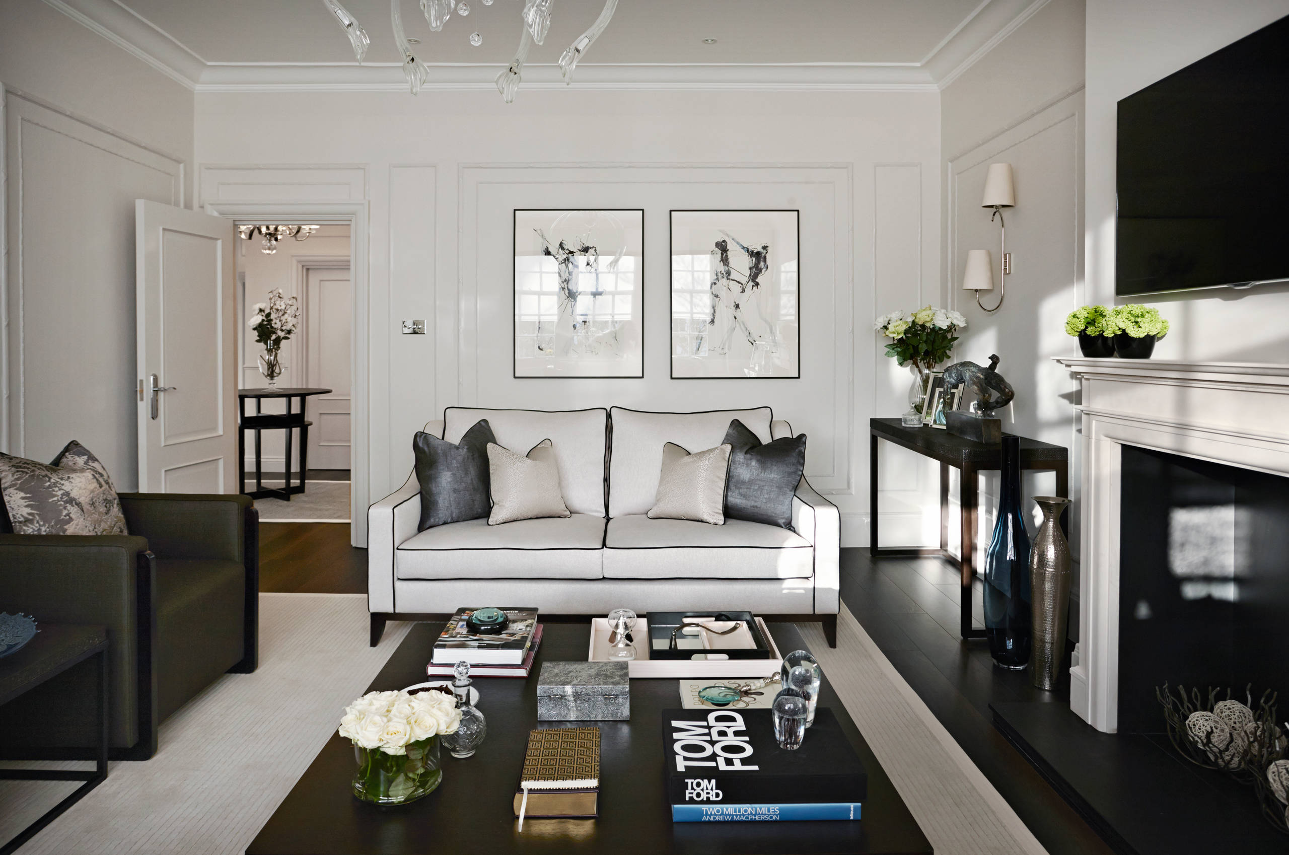 living room in modern style featuring smart home gadgets