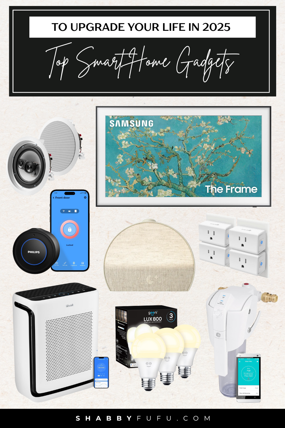 Pinterest collage featuring smart home gadget finds