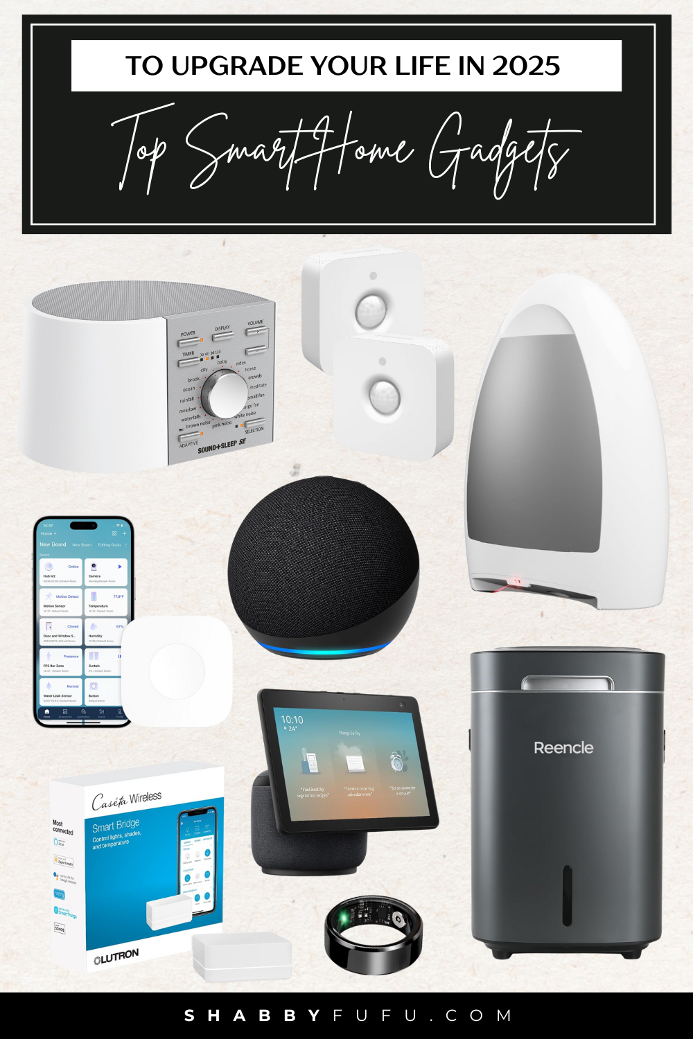 Pinterest collage featuring smart home gadget finds