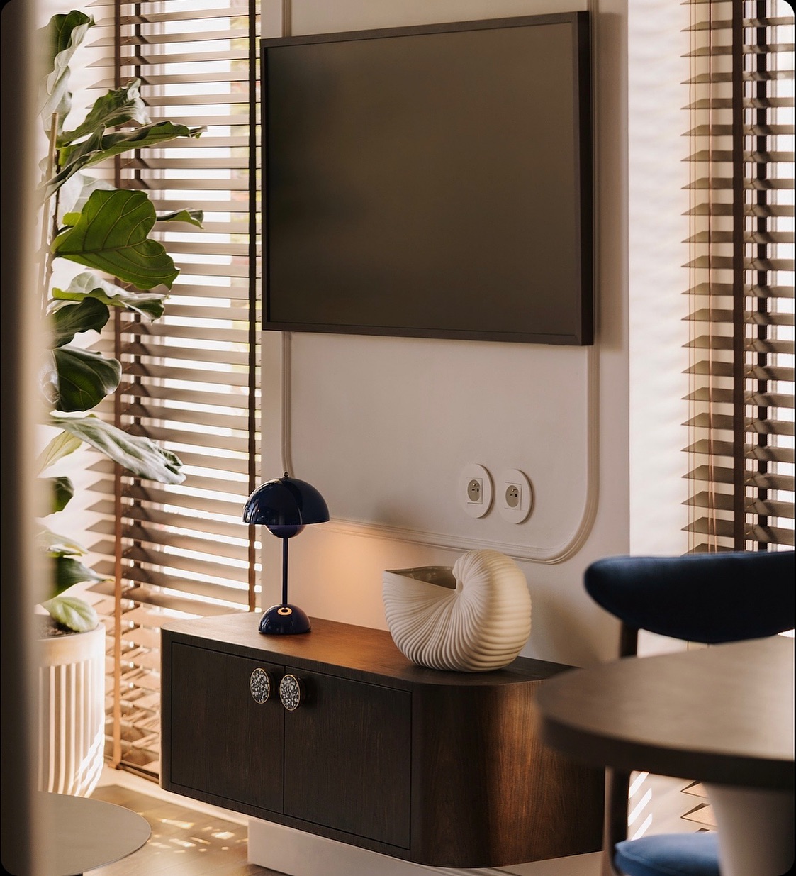 living room in modern style featuring smart home appliances