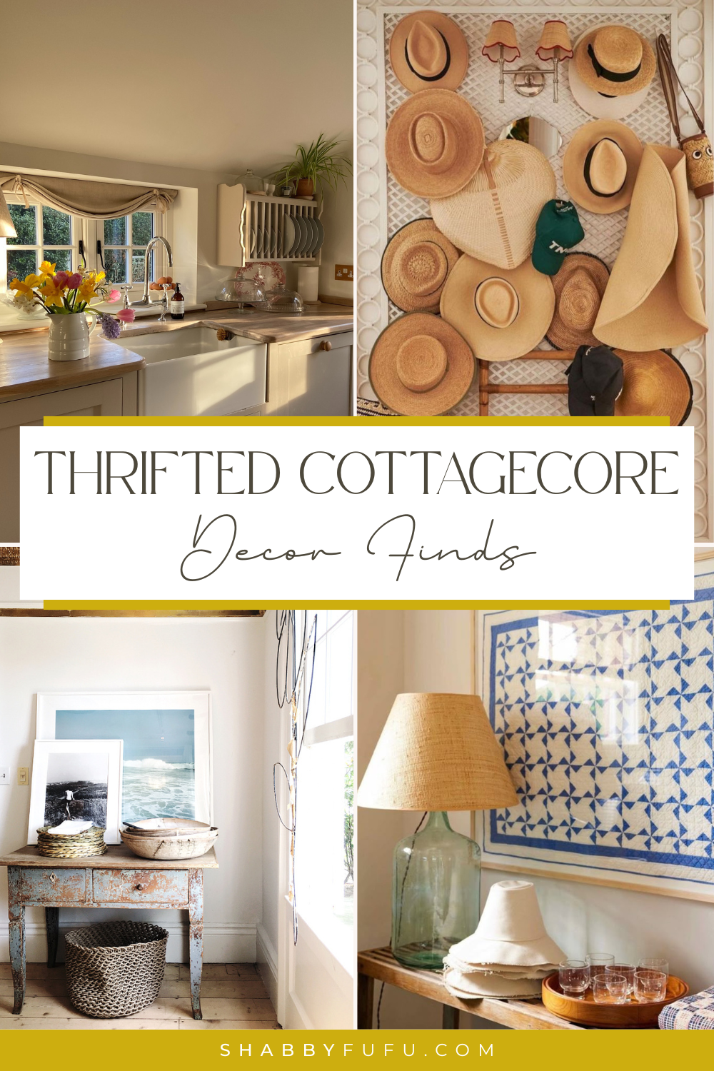 Collage featuring decor rooms with inspired aesthetic by thrifted decor finds