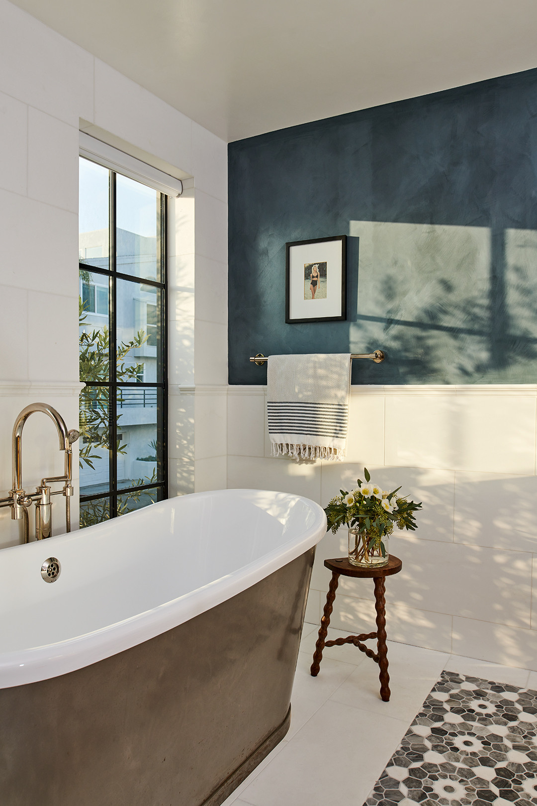 airy bathroom in coastal chic brownstone