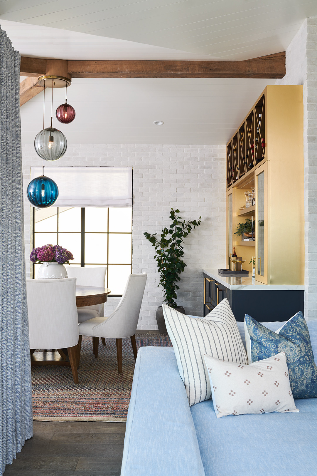 airy living room in coastal chic brownstone