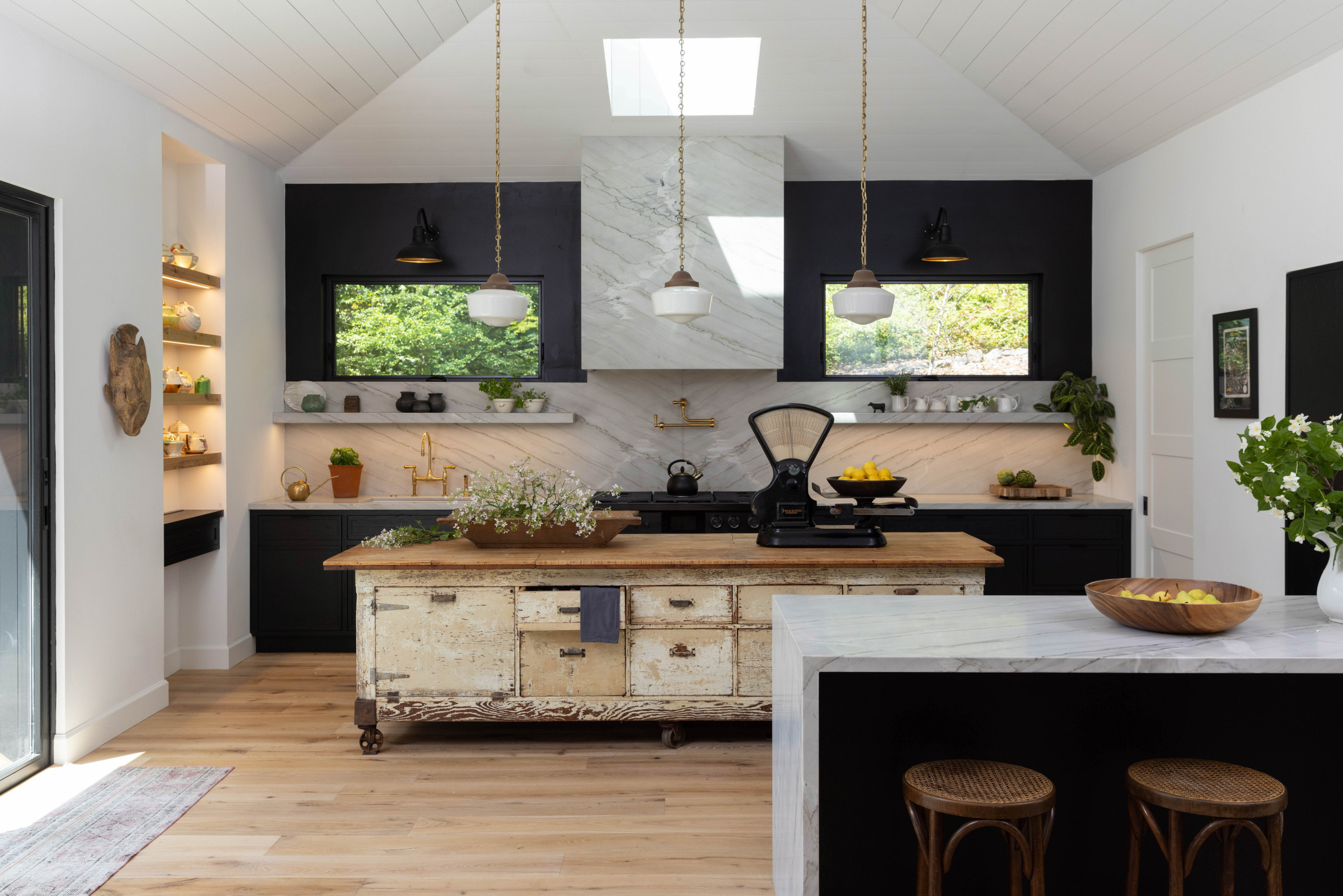 Kitchen featuring modern farmhouse decor in Creekside Mountain home tour