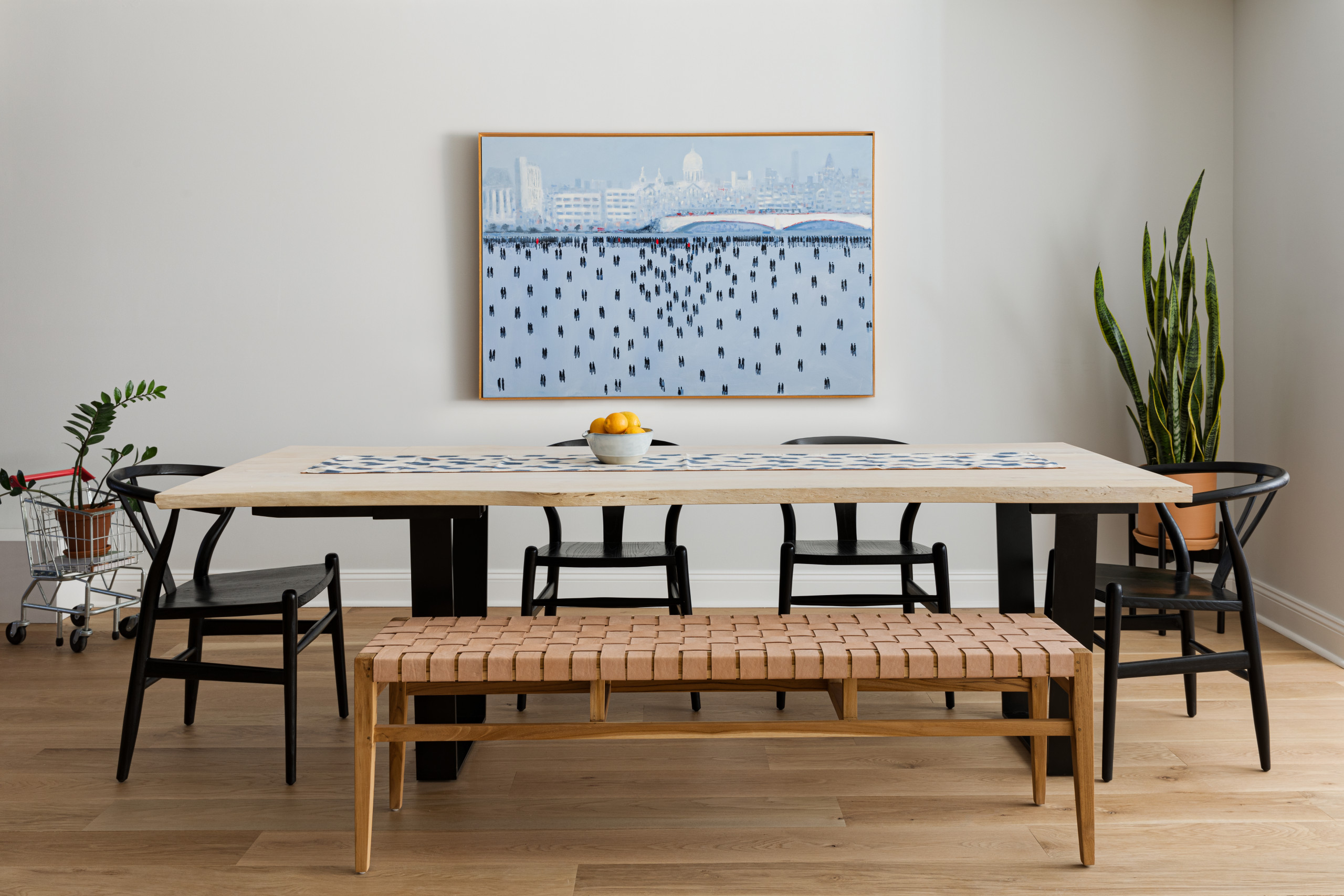 Modern brownstone home tour in Scandinavian-inspired style dining area