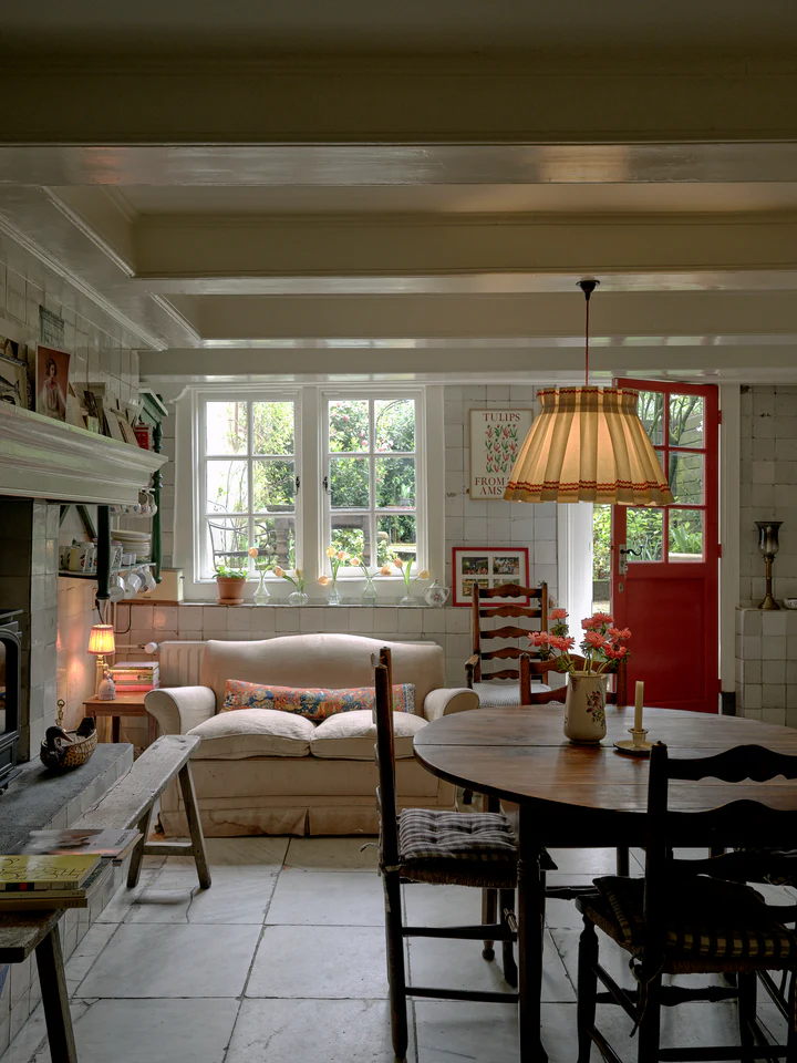 Vintage fall decor idea featuring living room in the Grandmacore and Maximalism decor style