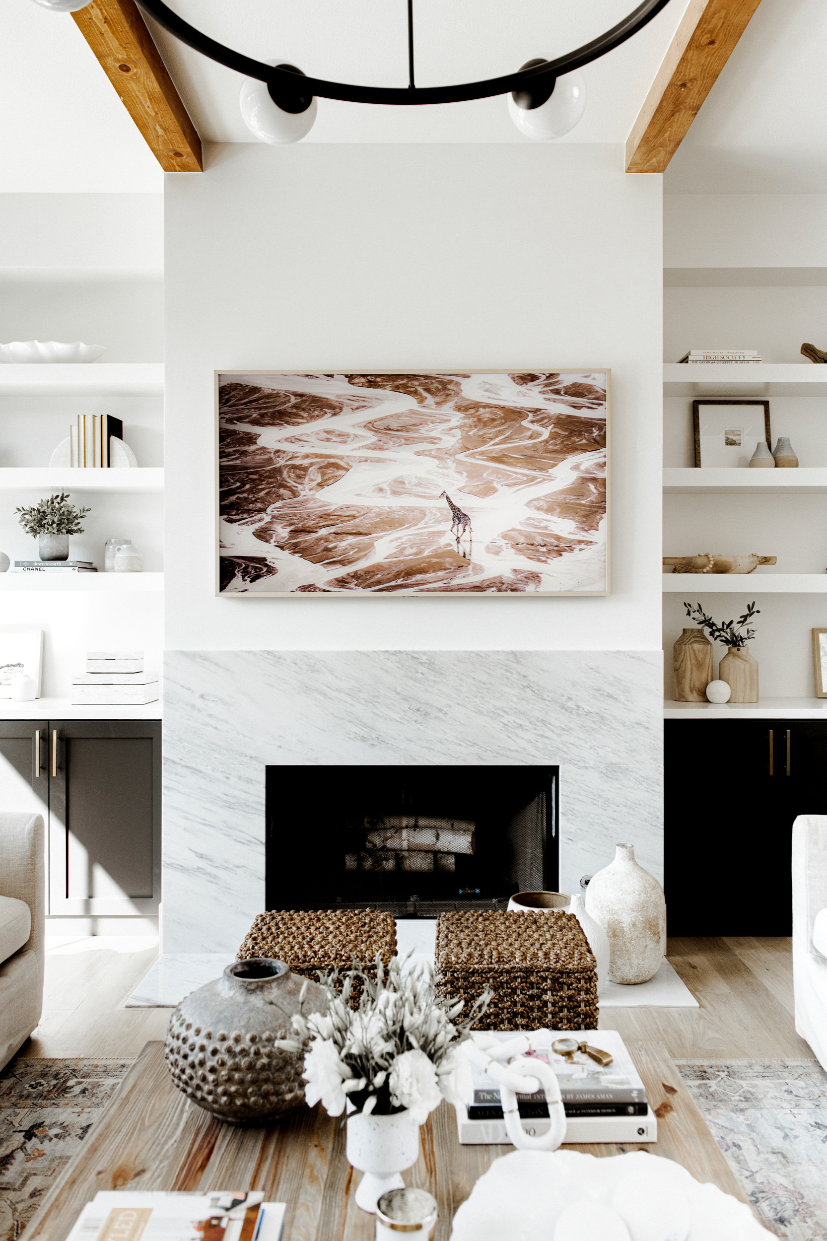 Home tour featuring living room with modern european home decor