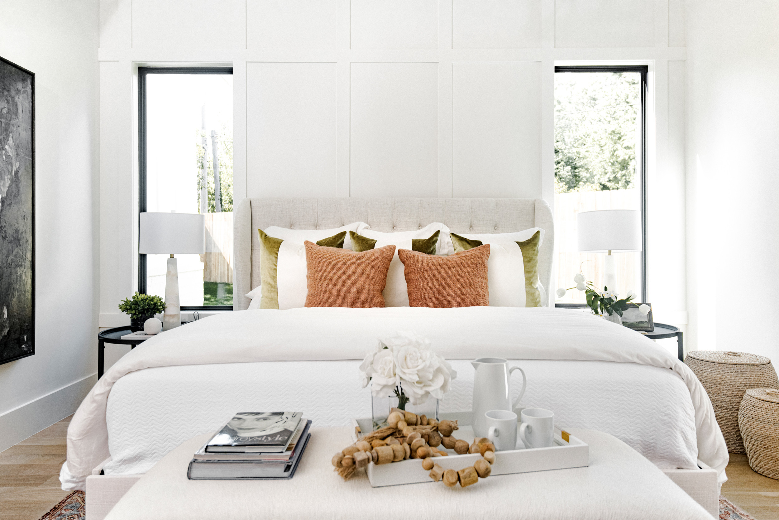 Home tour featuring bedroom with modern european home decor