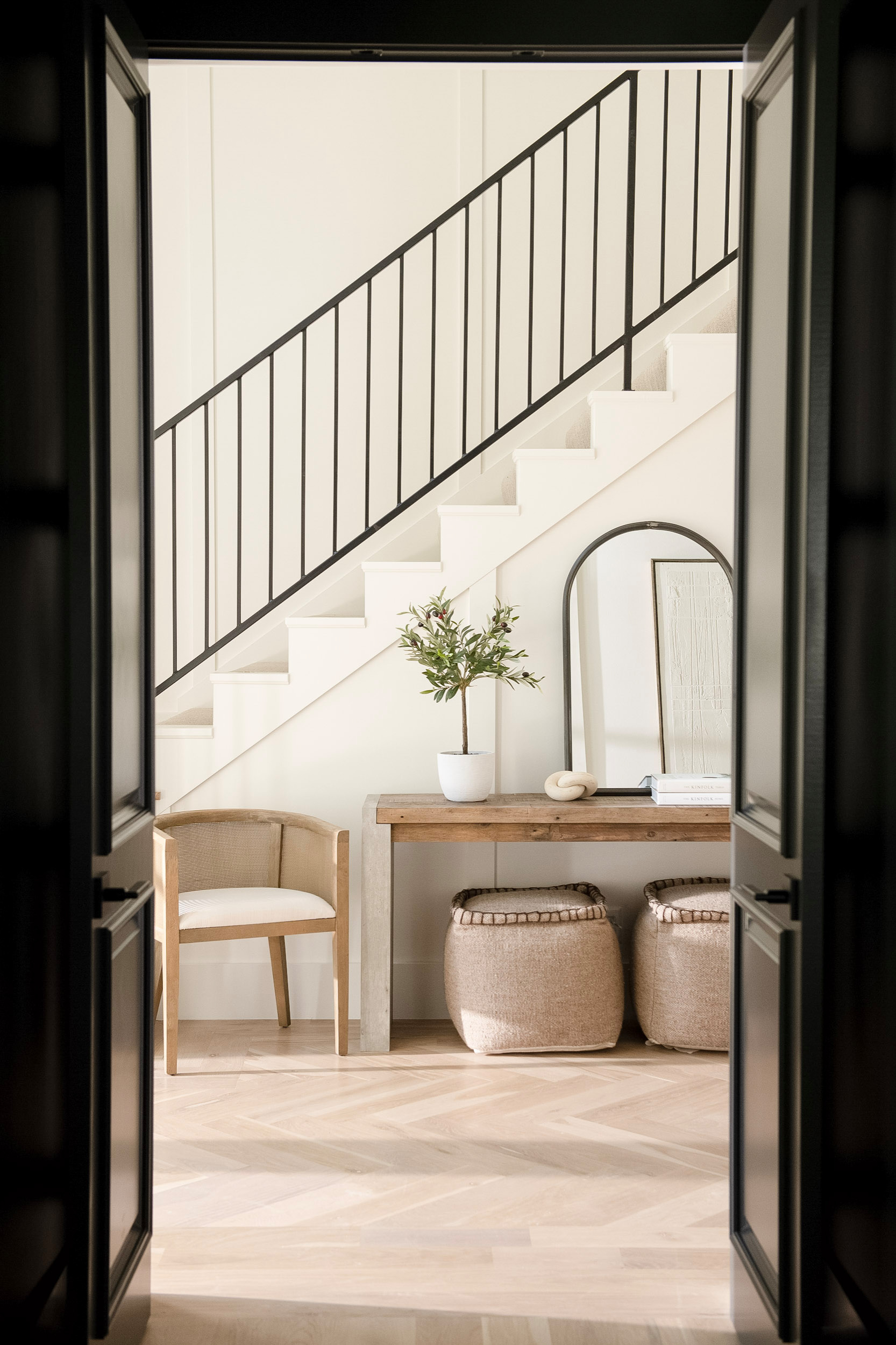 Home tour featuring entryway with modern european home decor