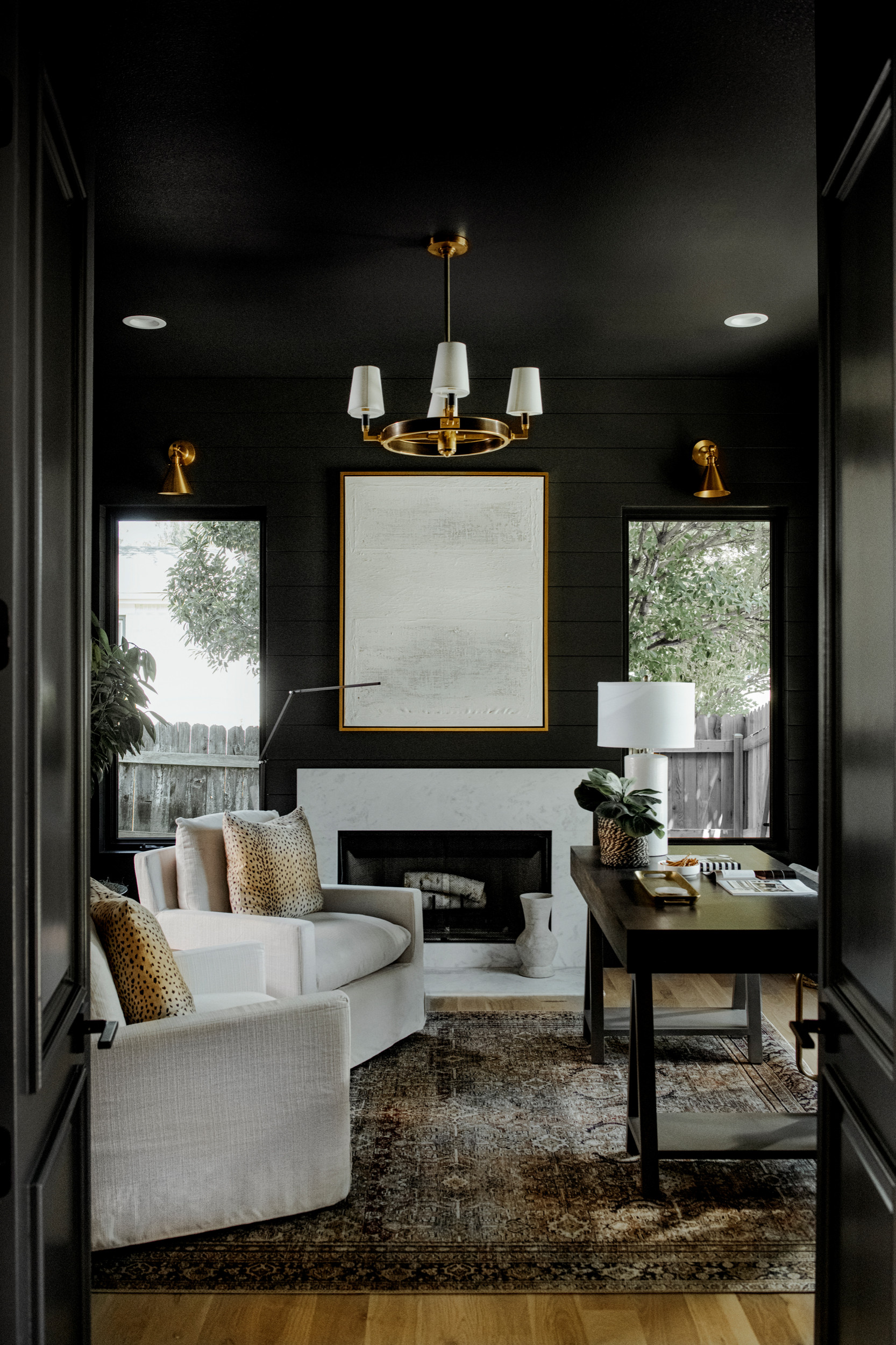 Home tour featuring home office with modern european home decor
