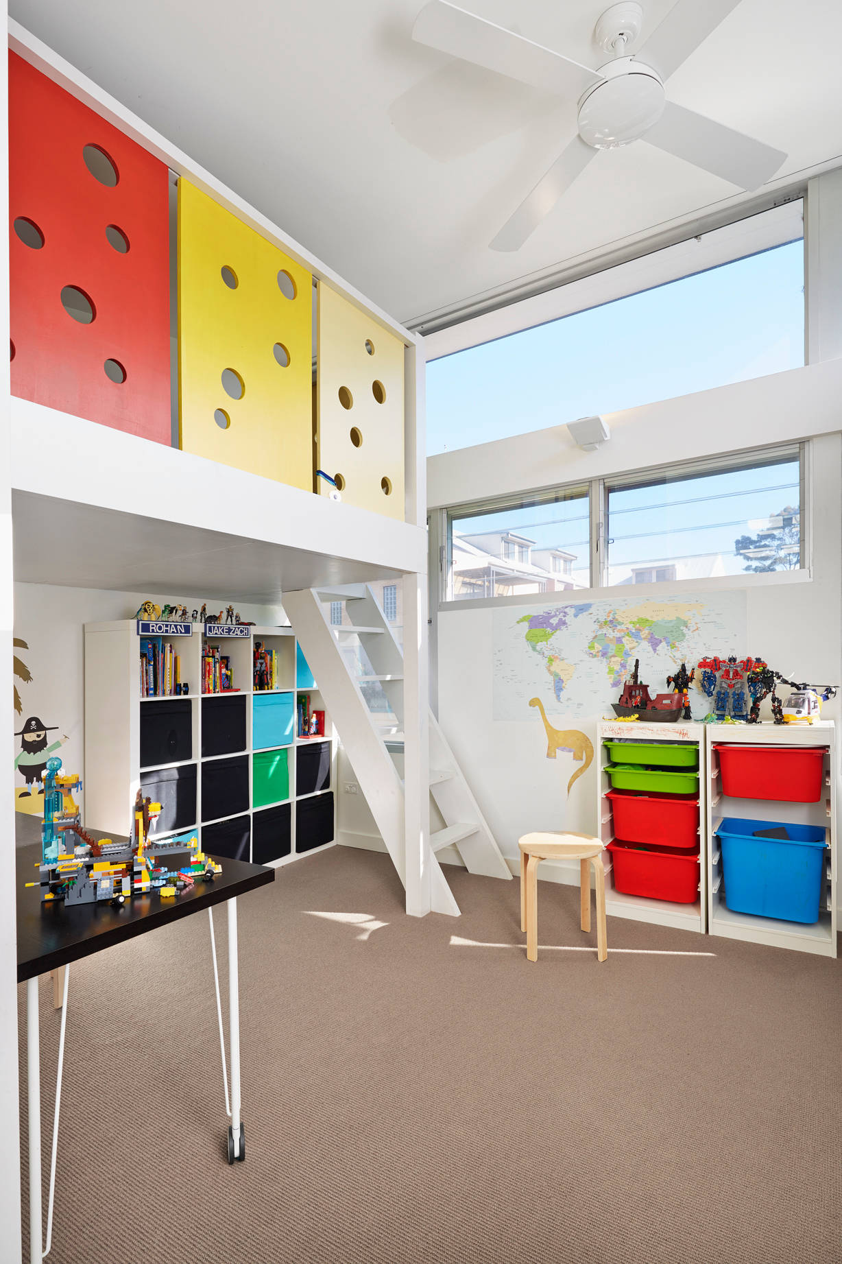Modern minimalist decor family home featuring childs room