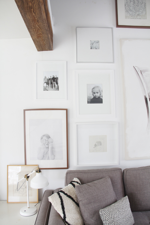 Modern minimalist decor family home featuring white and gray living room