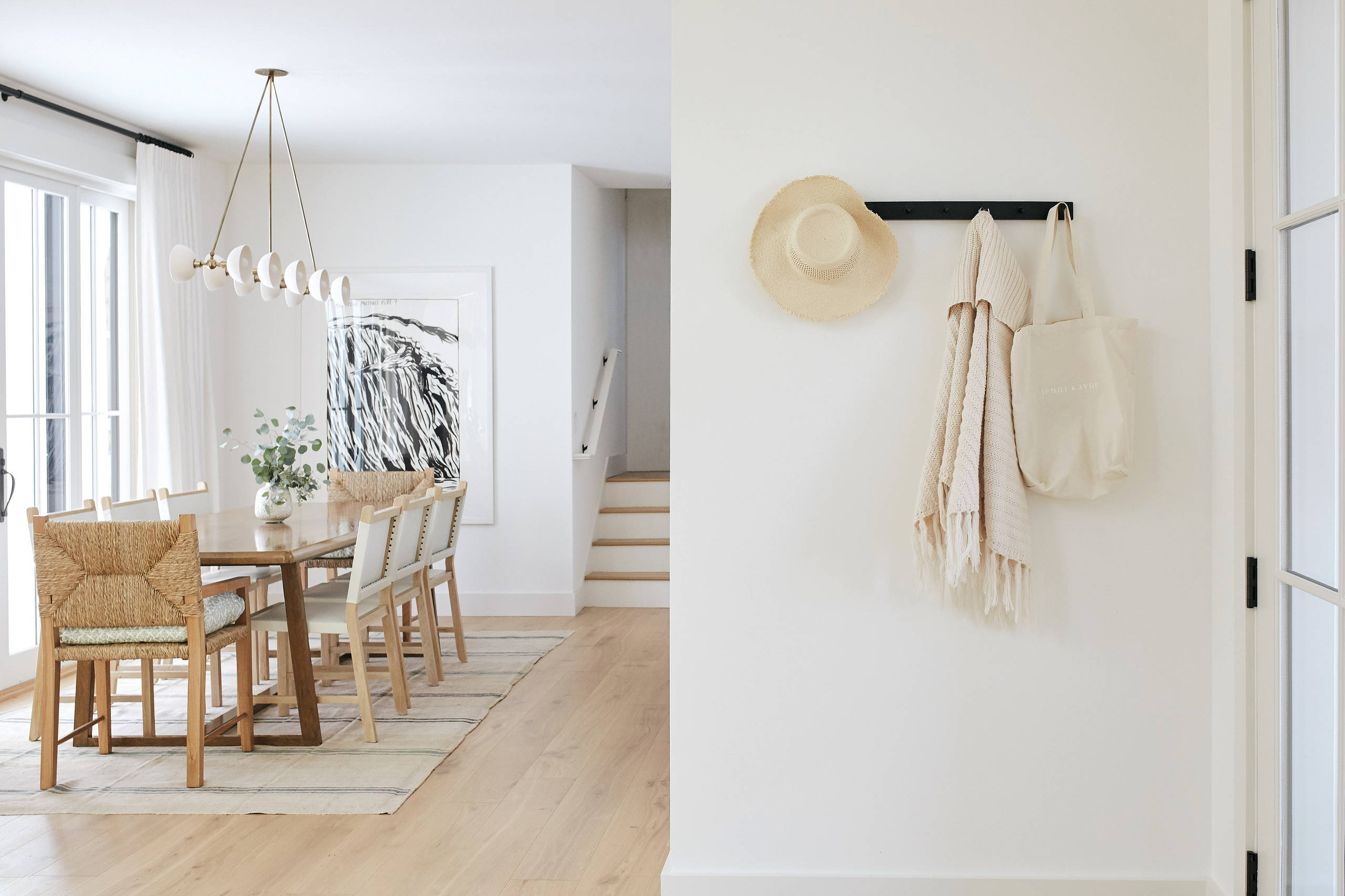 Modern minimalist decor family home featuring dining room