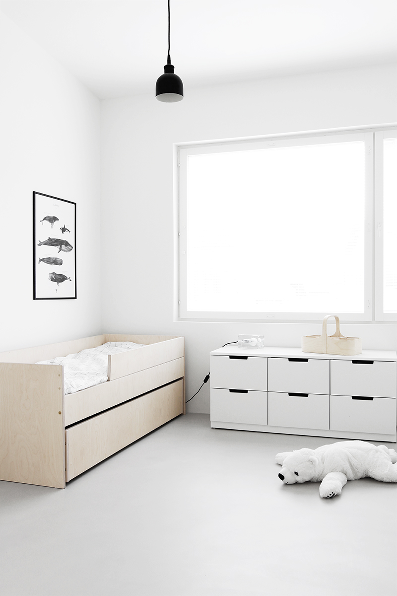 Modern minimalist decor family home featuring childs room