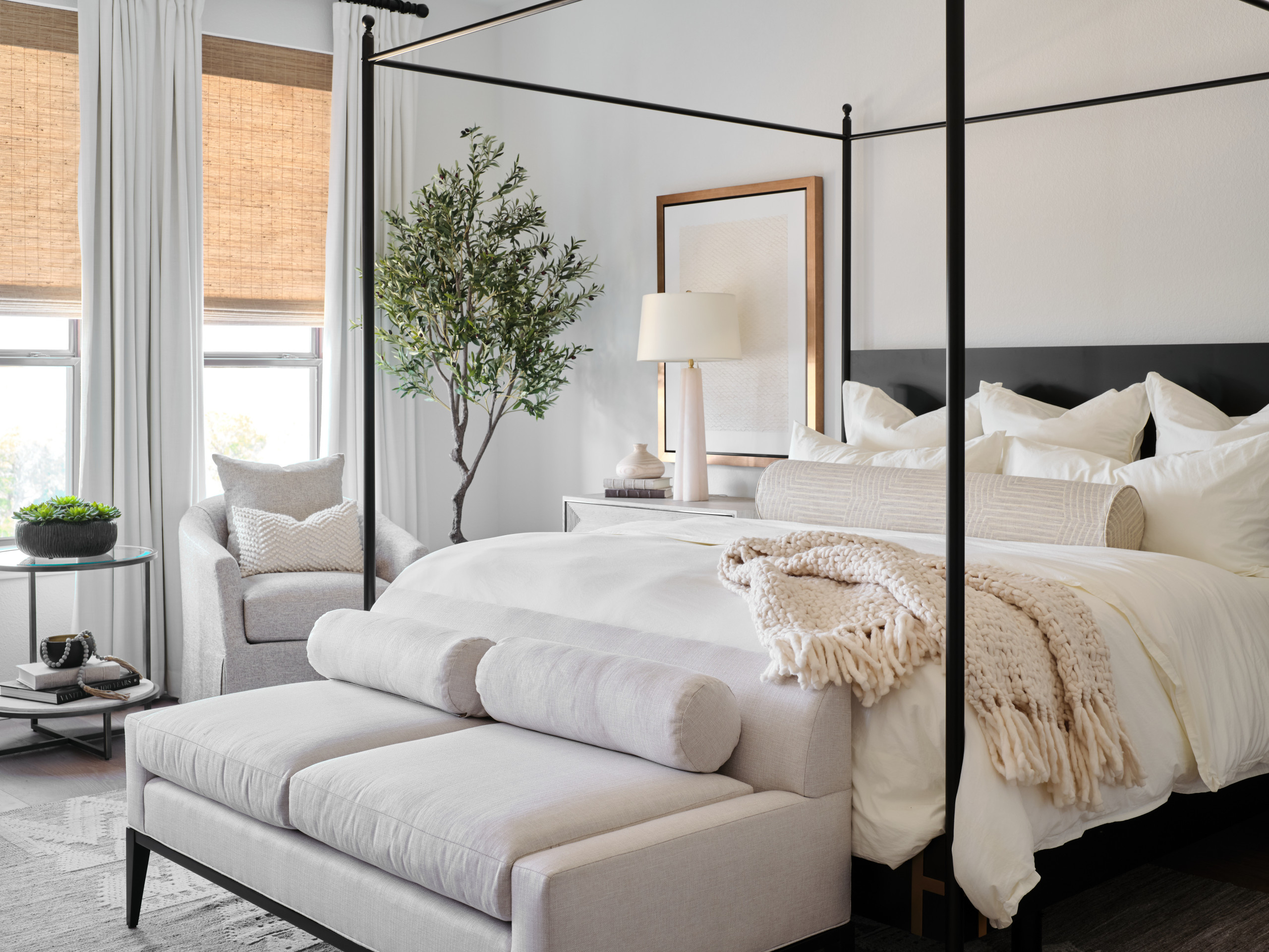 Home tour bedroom featuring organic modern home decor
