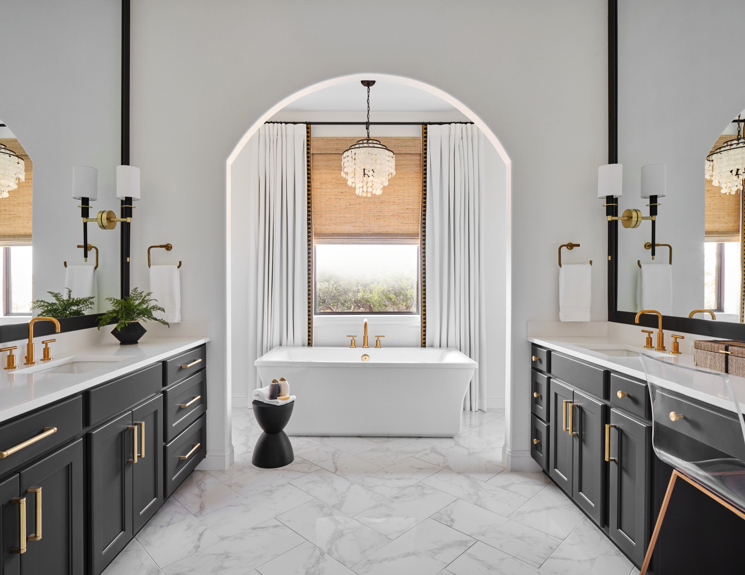 Home tour bathroom featuring organic modern home decor