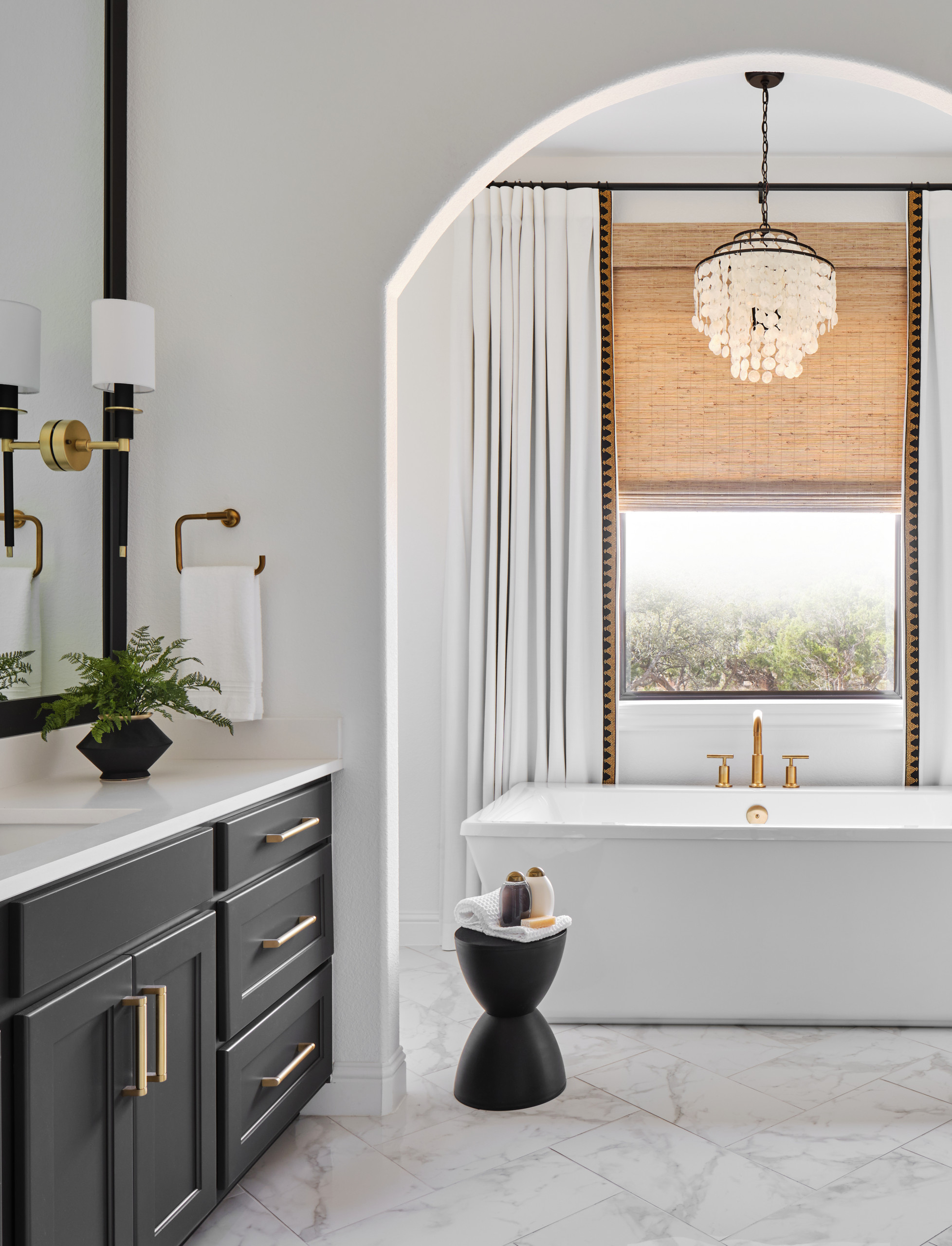 Home tour bathroom featuring organic modern home decor