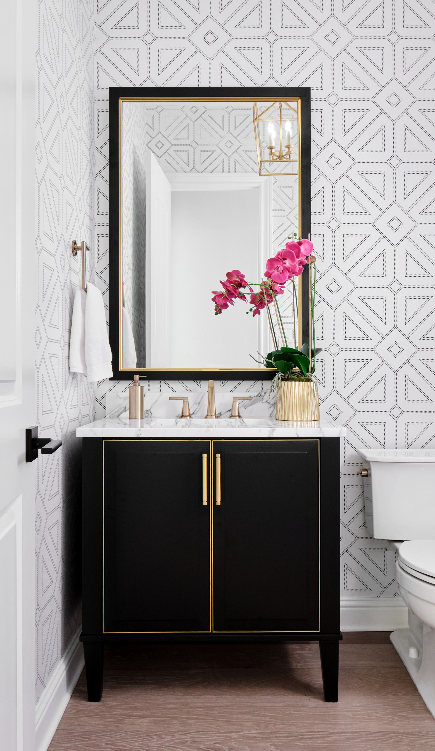 Home tour bathroom featuring organic modern home decor
