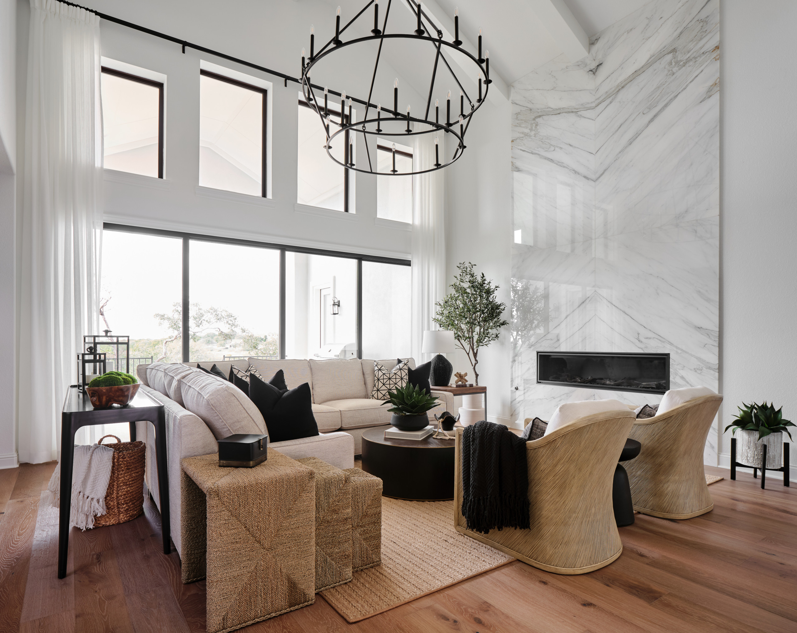 Home tour living room featuring organic modern home decor