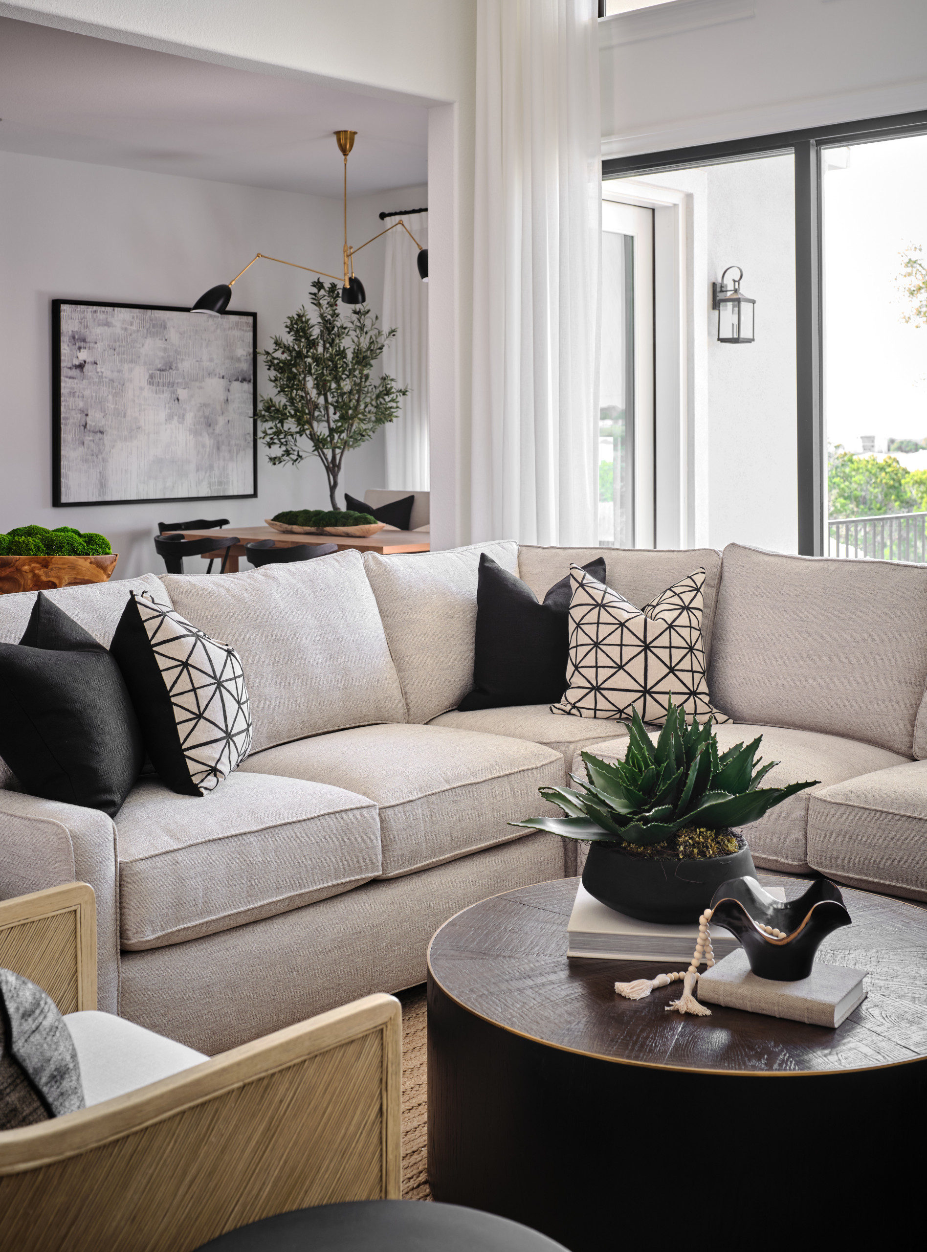 Home tour living room featuring organic modern home decor