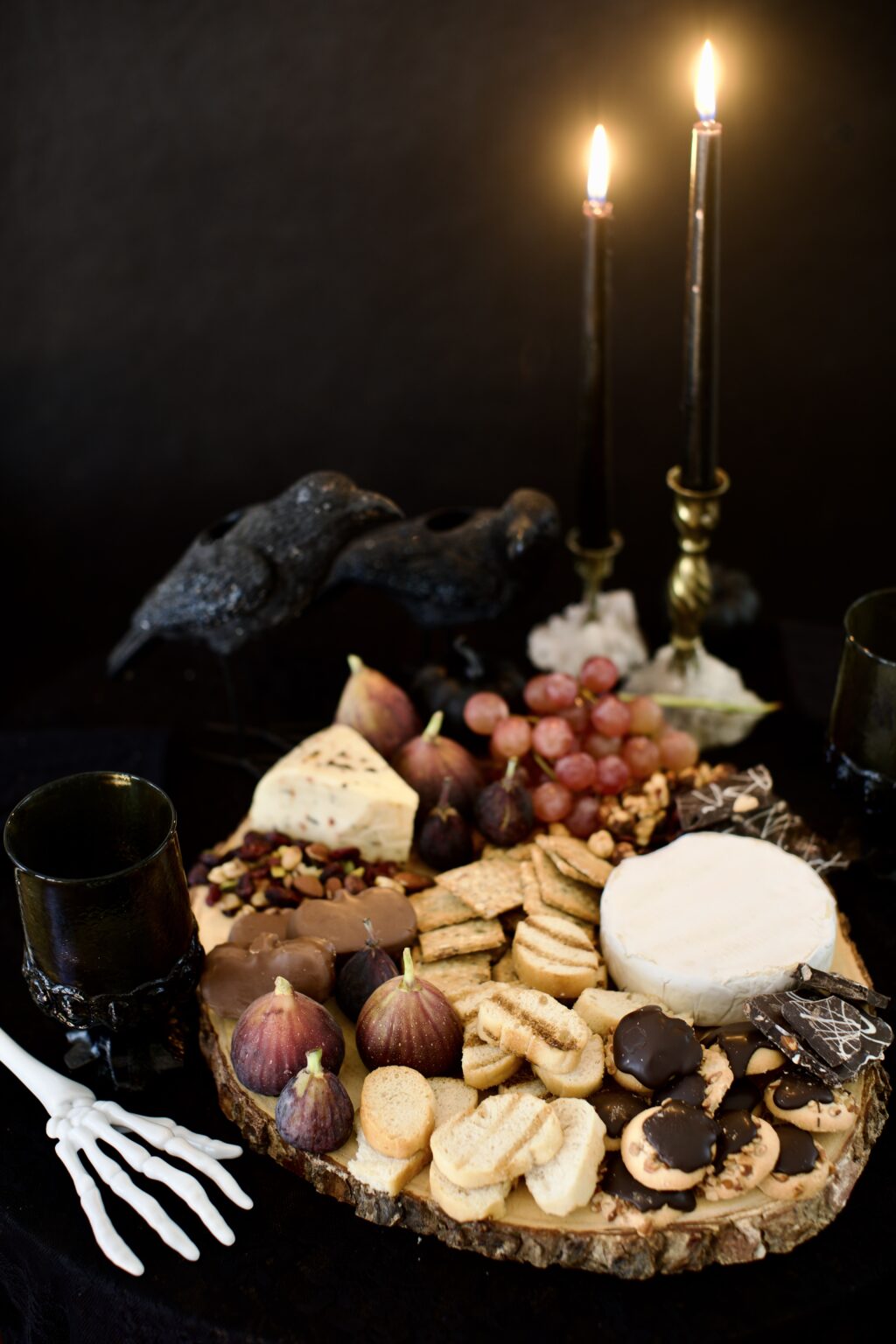 Creative fall boo board idea with fruits and veggies
