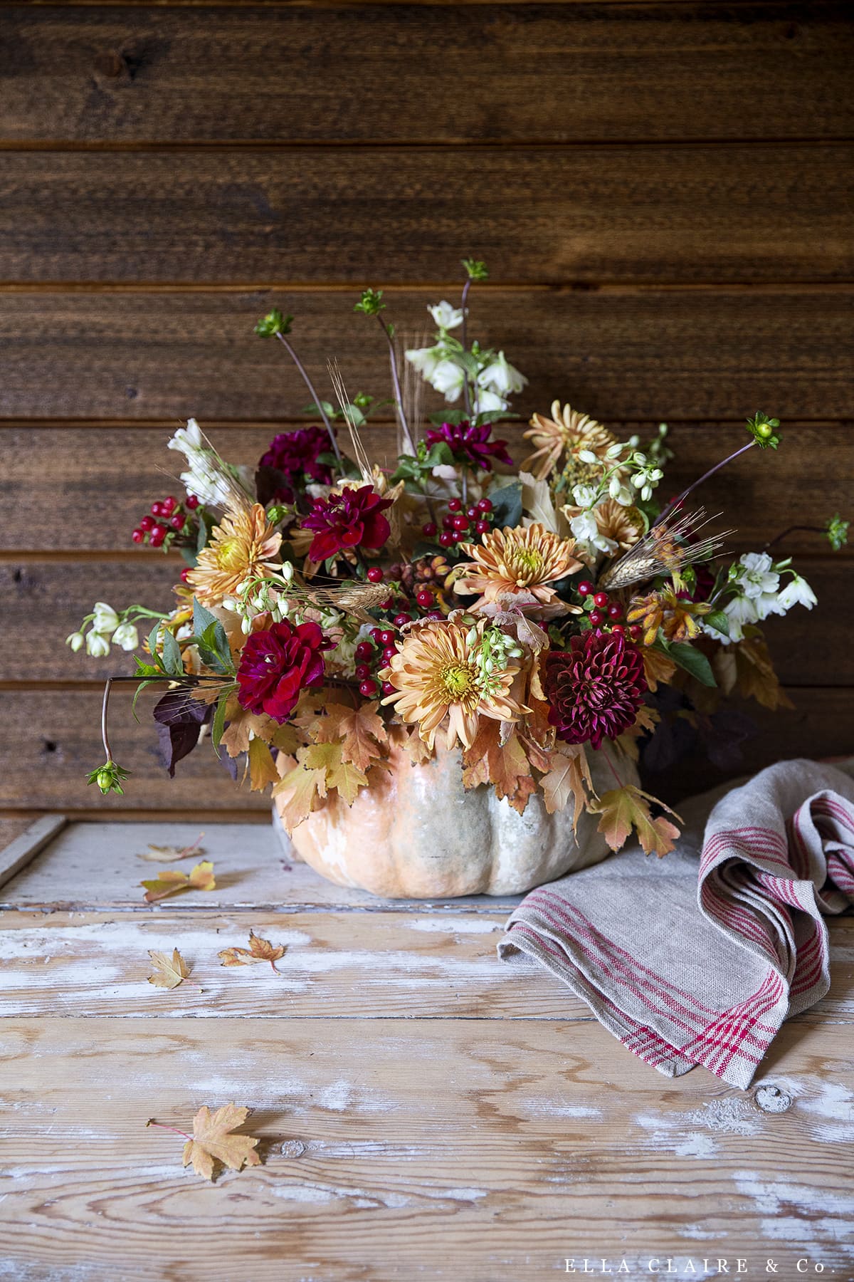 Fall craft ideas featuring Pumpkin Flower Arrangement