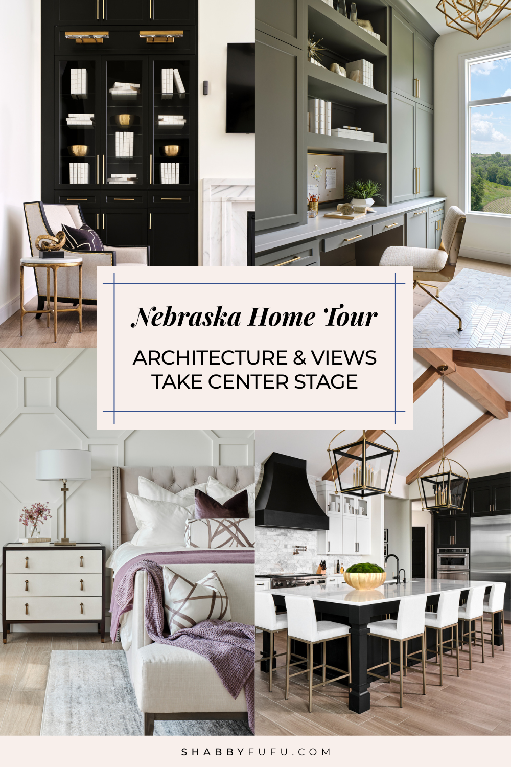 Pinterest graphic showcasing interiors of home tour