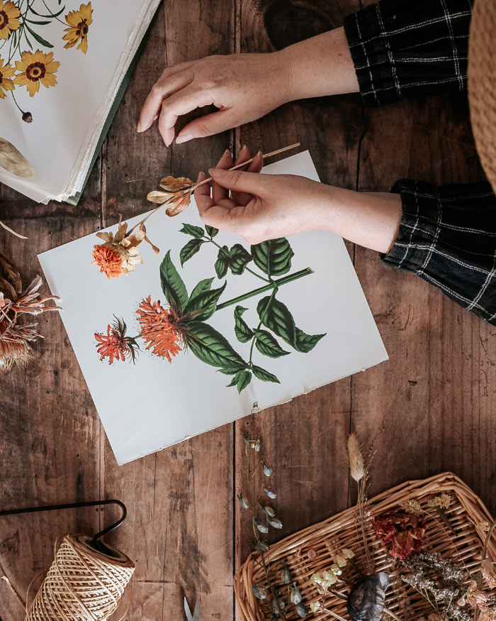 Image showing a Crafternoon idea featuring hands crafting with wildflowers