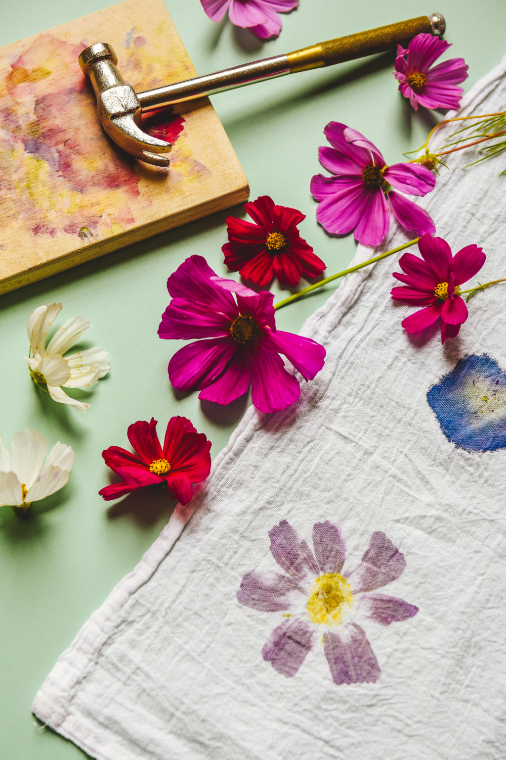 Crafternoon idea featuring flowers pounding on fabric project