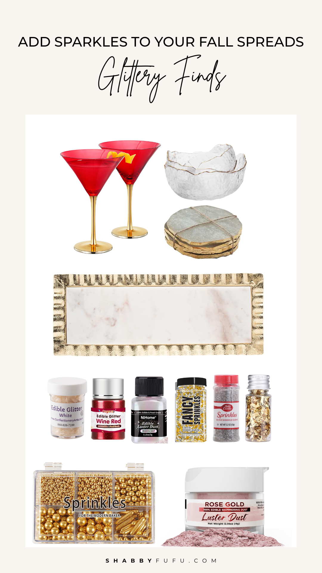 Fall spread featurinig glitter finds from amazon
