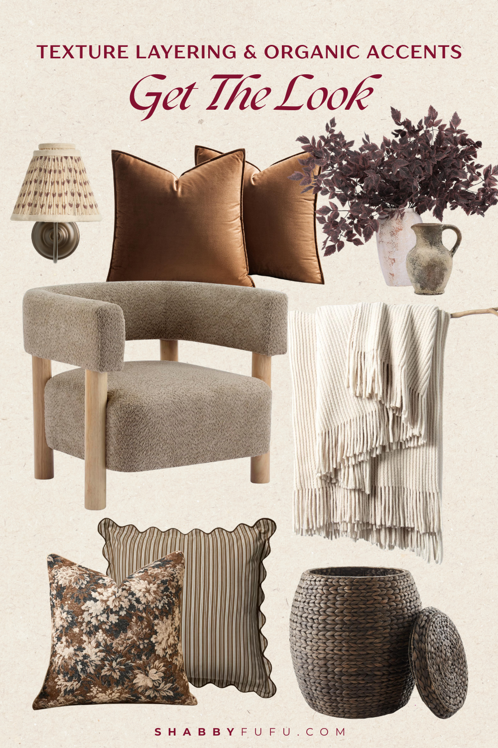 Texture layering home decor finds collage
