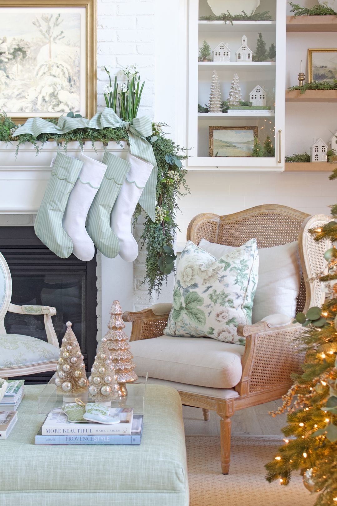 fireplace as example of pastel Christmas decor ideas