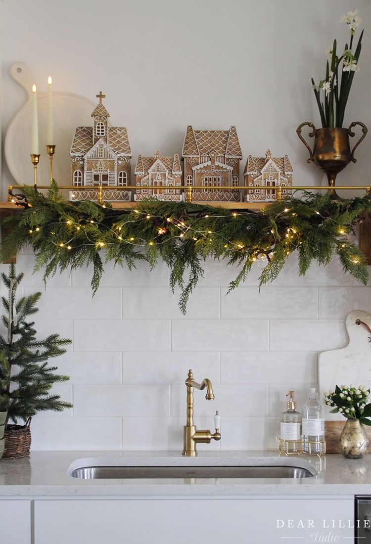 Budget Christmas kitchen styling tips and ideas featuring vignette