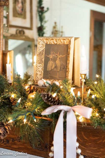 nutcrackercore Christmas decor mantel idea with ballet elements