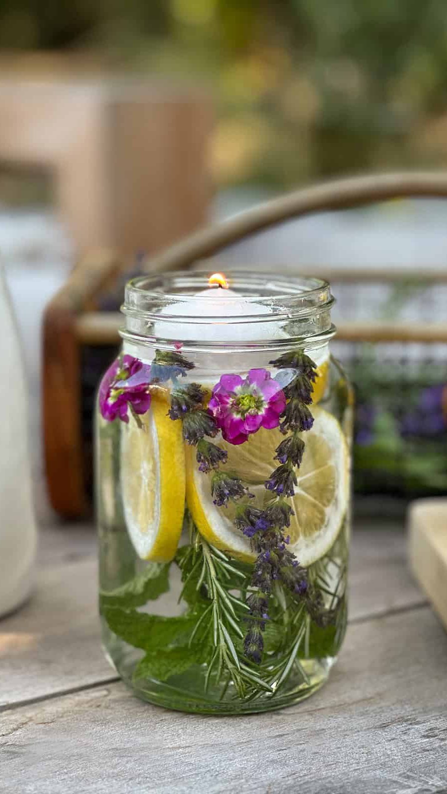 Mosquito Candle in Mason Jars as option for a neutral Easter decor