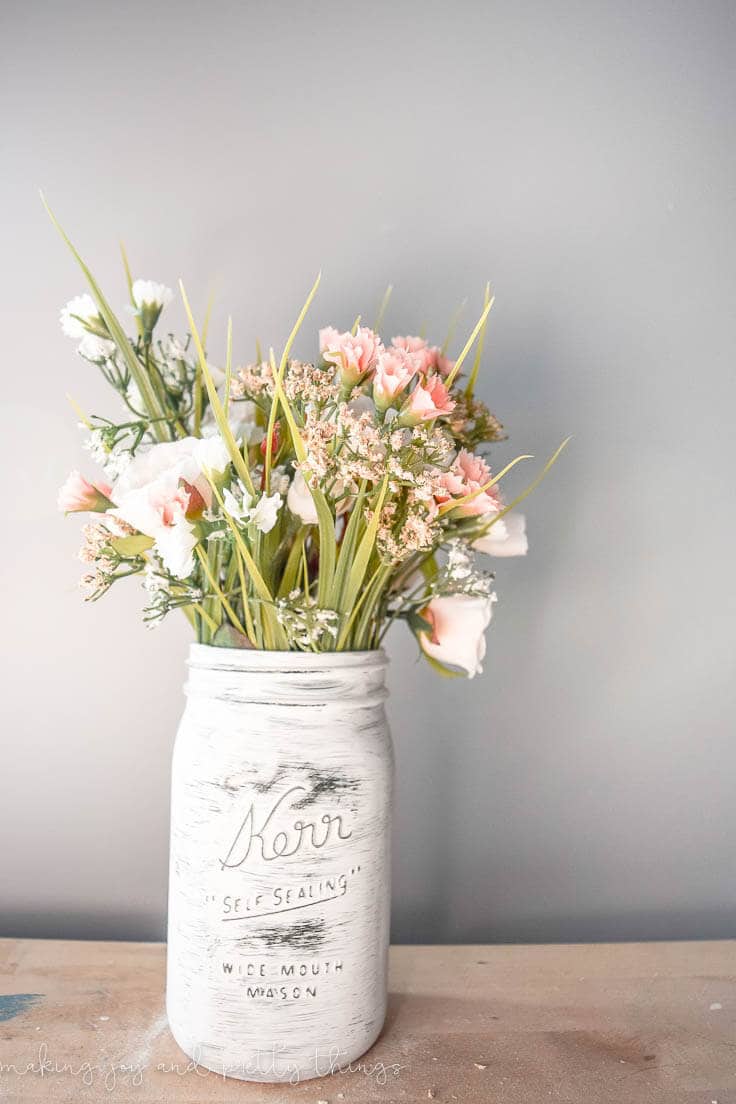 whitewashed mason Jars as example of neutral Easter decor