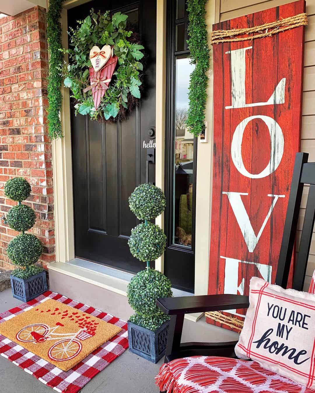 Porch as part of farmhouse Valentines Day decor ideas