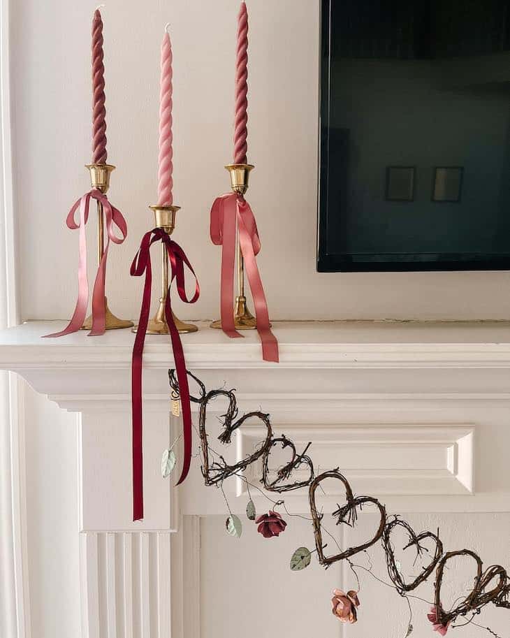 Living room decorated showcased as part of farmhouse Valentines Day decor ideas