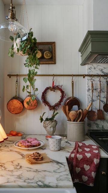 Kitchen decorated showcased as part of farmhouse Valentines Day decor ideas