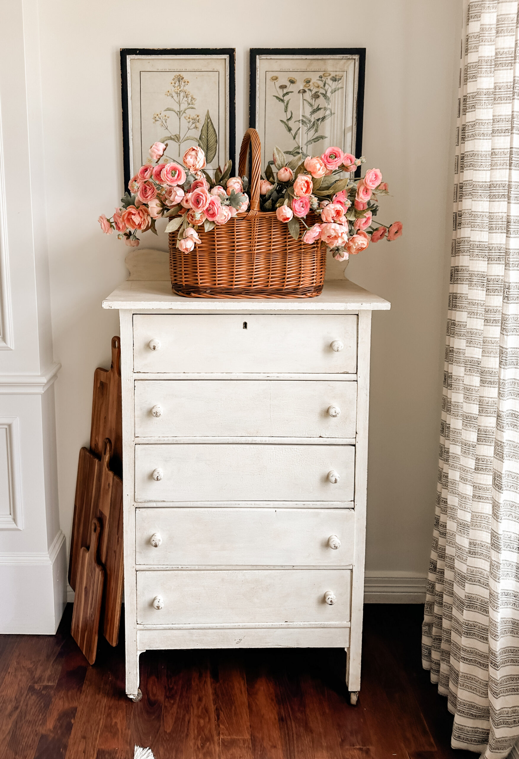 Bedroom dresser decorated showcased as part of farmhouse Valentines Day decor ideas